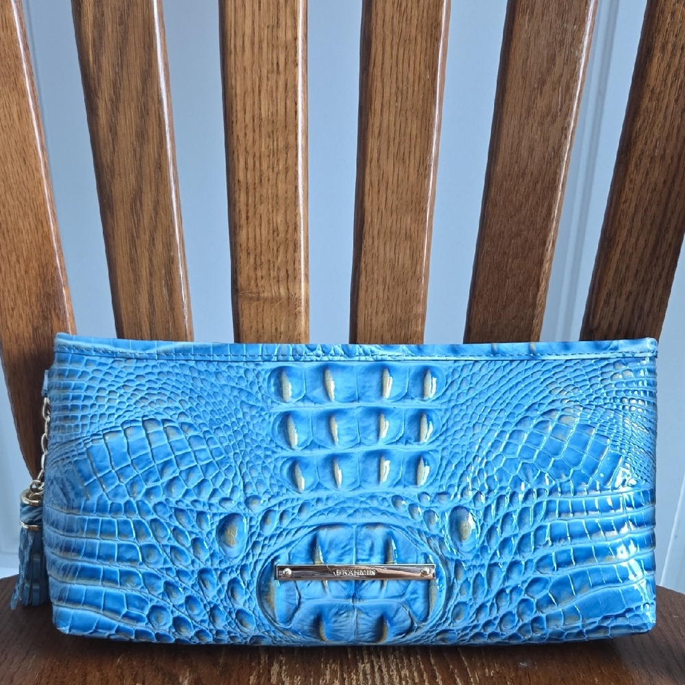 Brahmin Blue Crocodile Embossed Clutch